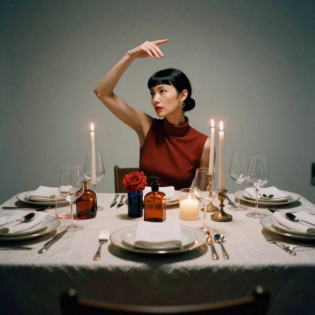 Elegant table setup with champagne centerpieces